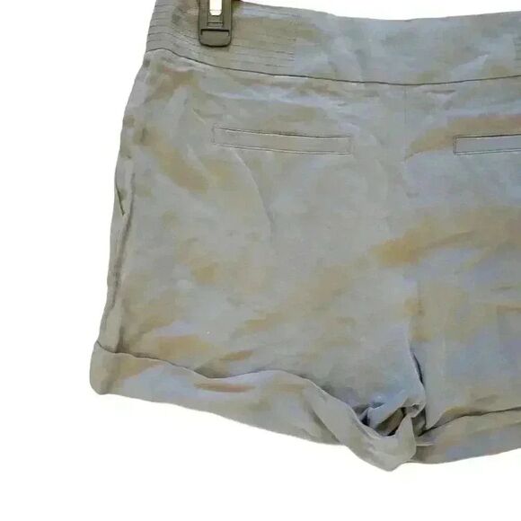 White + Warren Women's Gray Silk & Linen Cuffed Shorts w Pockets - Picture 6 of 7